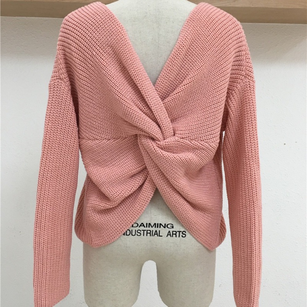 5🌟Sunny Day Sexy Pink Long Sleeve Cozy Sweater - Picture 6 of 7